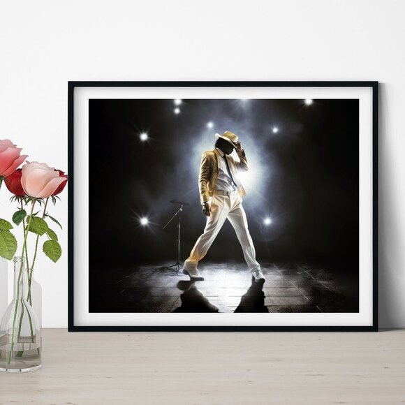 NobleCaptures Other - Michael Jackson On Stage Silhouette‎ Watercolor Oil Painting Print